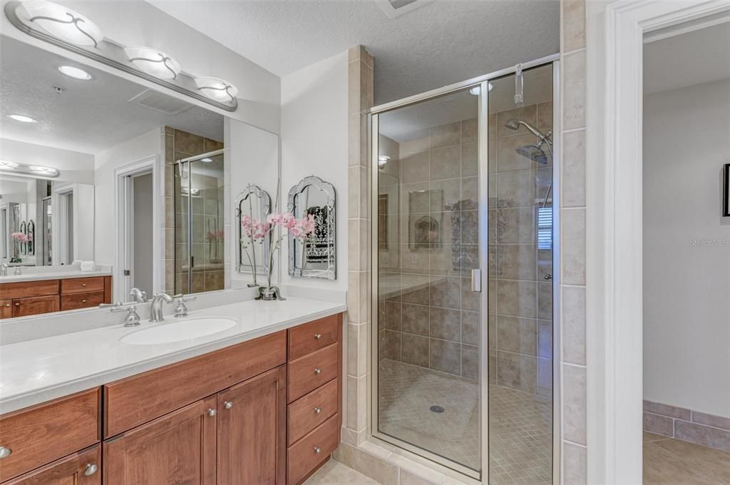 Bathroom, Dual Sink Vanities, Glass Shower, Interior, Recessed Lighting
