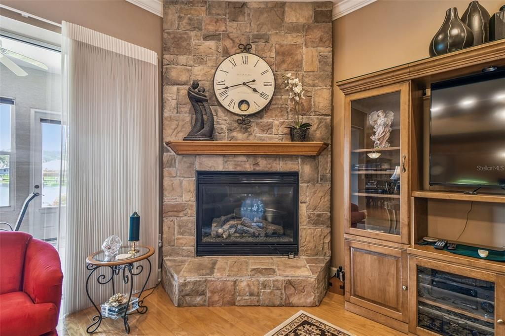 Fireplace, Interior, Stone Walls, Wood Texture Flooring