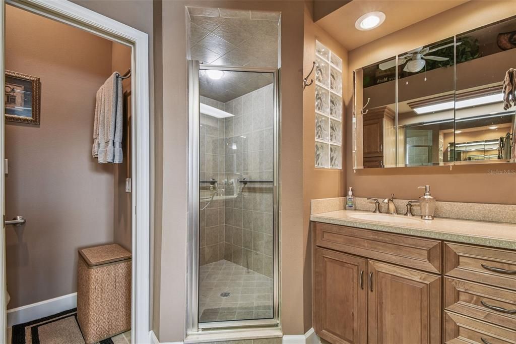Bathroom, Glass Shower, Interior, Recessed Lighting
