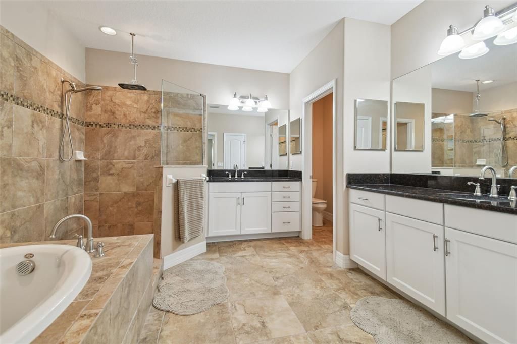 Bathroom, Dual Sink Vanities, Glass Shower, Interior, Recessed Lighting
