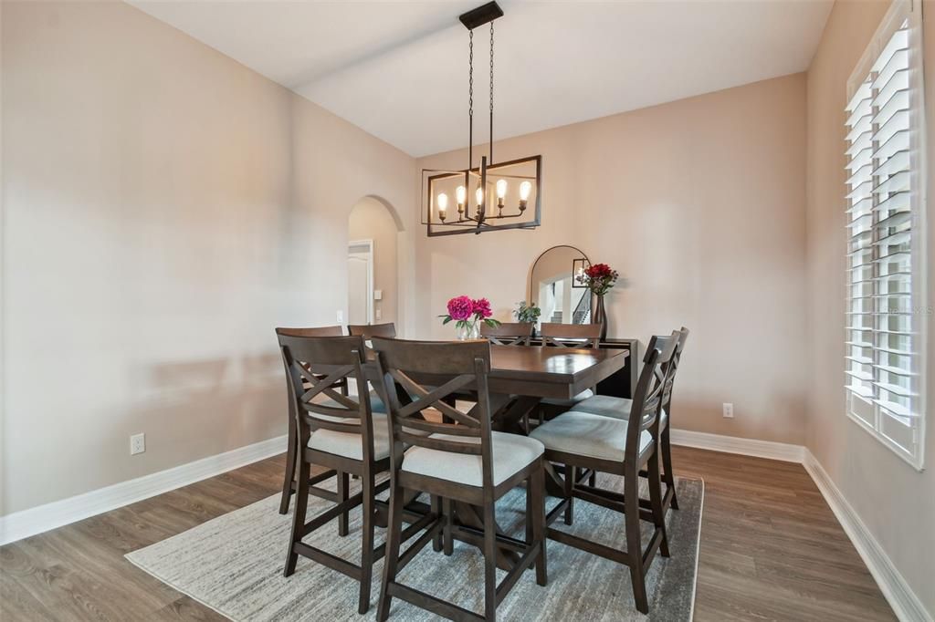 Chandelier, Dining room, Interior, Pendant Lights, Wood Texture Flooring