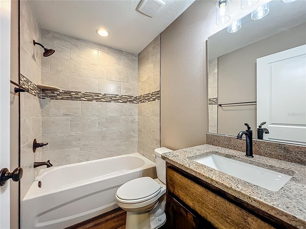 Bathroom, Interior, Recessed Lighting, Wood Texture Flooring
