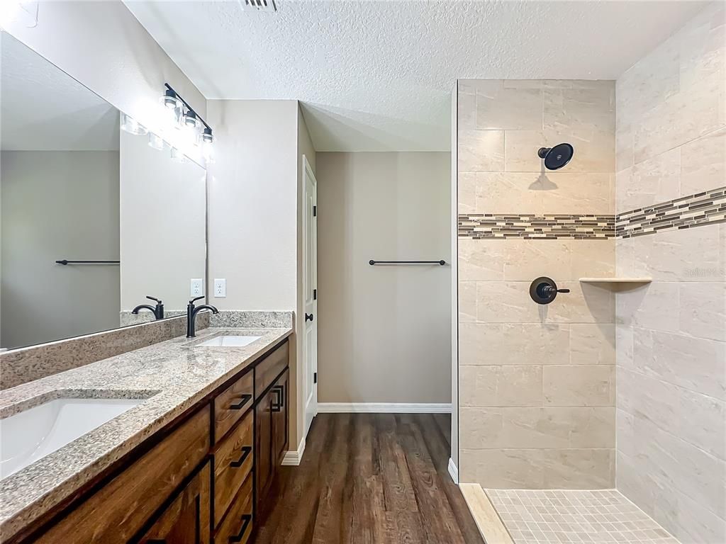 Bathroom, Dual Sink Vanities, Interior, Wood Texture Flooring