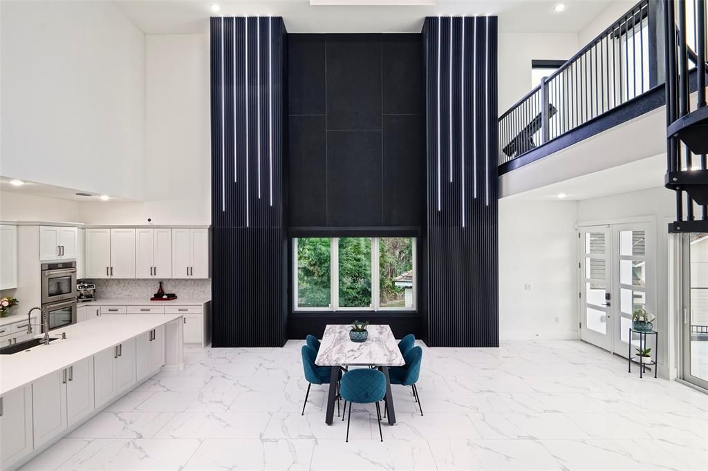Dining room, Interior, Kitchen, Marble, Recessed Lighting