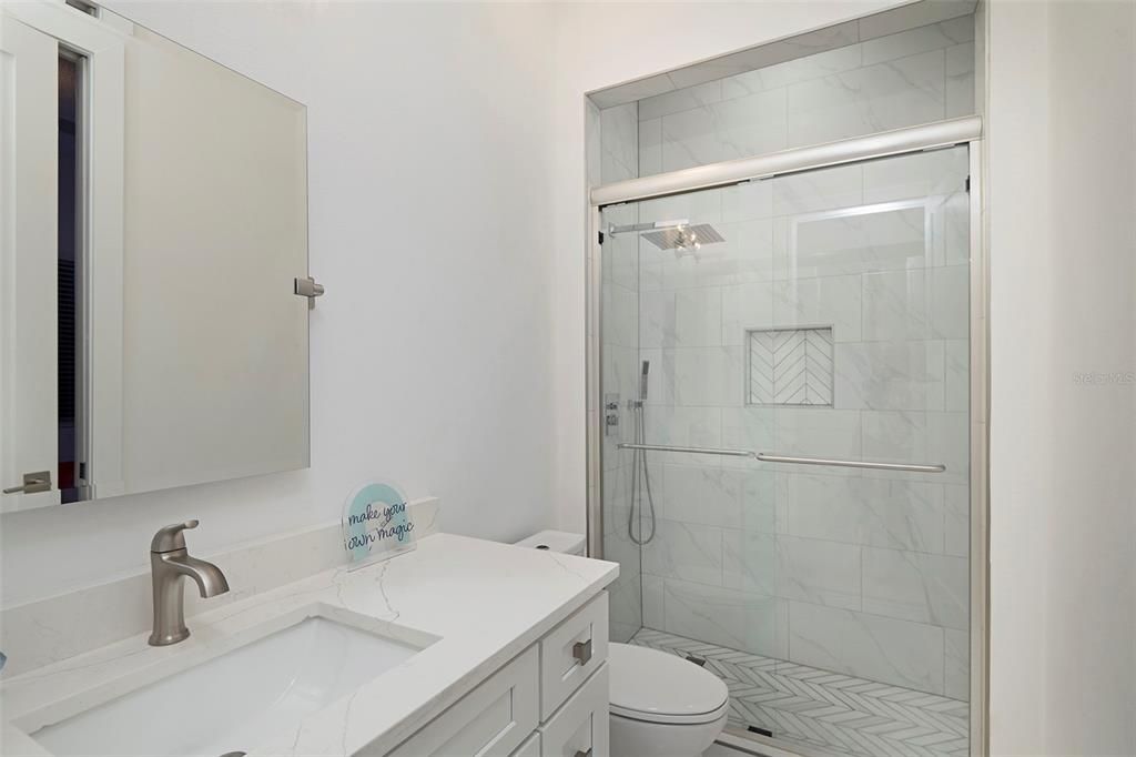 Bathroom, Glass Shower, Interior, Marble Walls