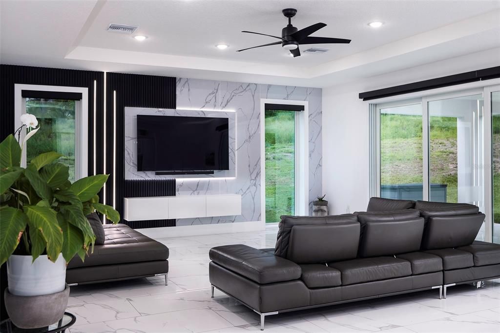 Interior, Living room, Marble, Marble Walls, Recessed Lighting