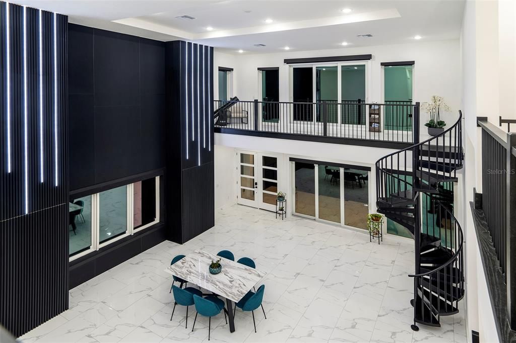 Fireplace, Interior, Marble, Recessed Lighting