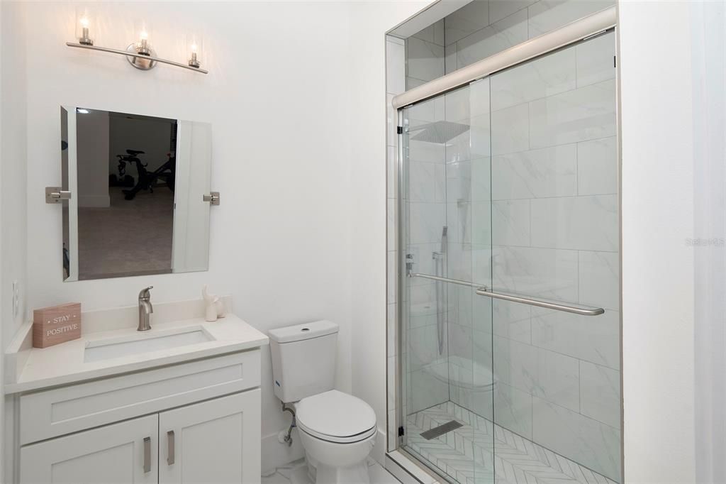 Bathroom, Glass Shower, Interior, Marble Walls