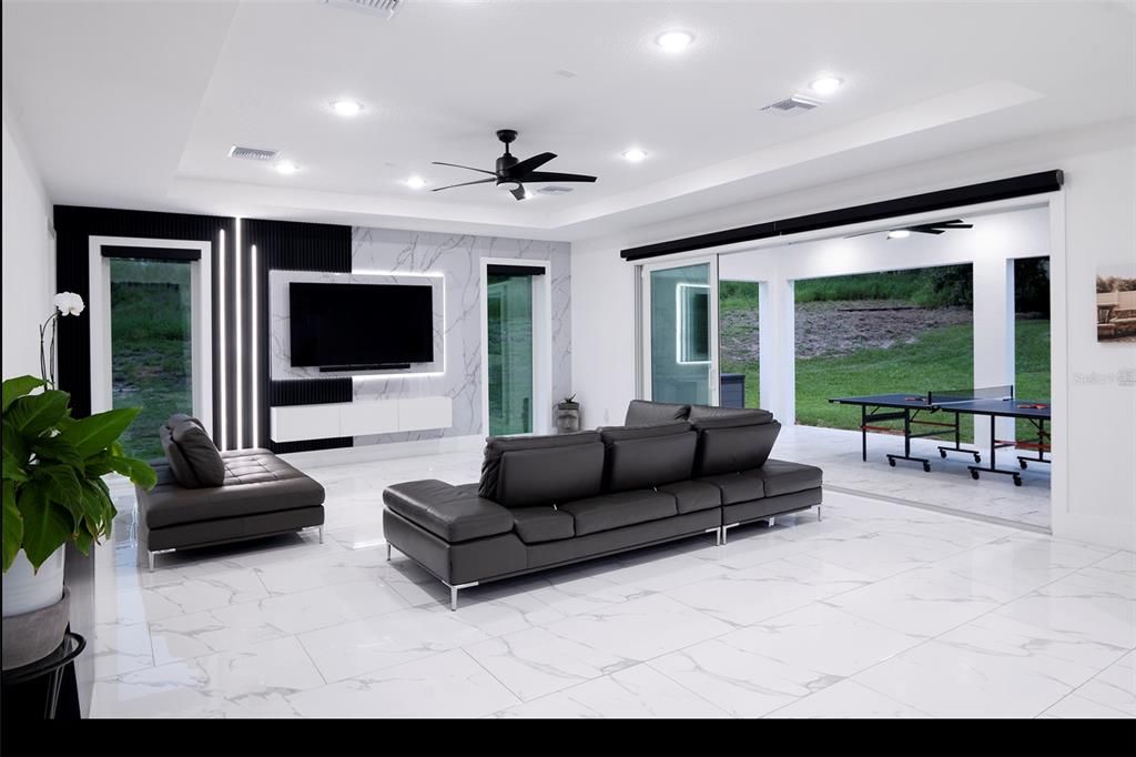 Interior, Living room, Marble, Marble Walls, Recessed Lighting
