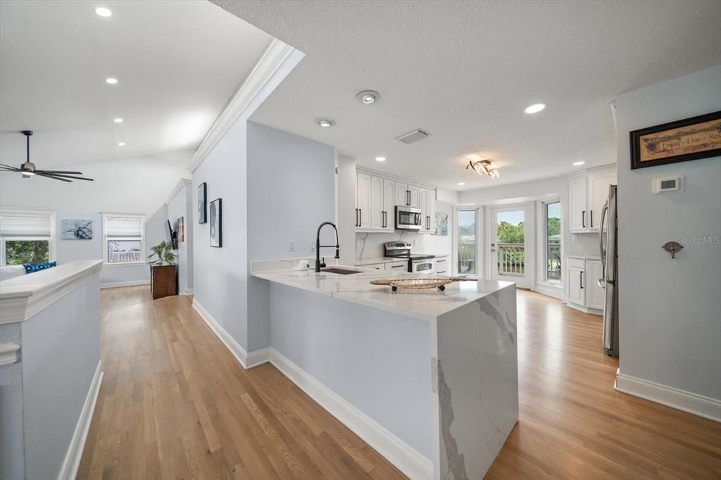 Interior, Kitchen, Recessed Lighting, Wood Texture Flooring