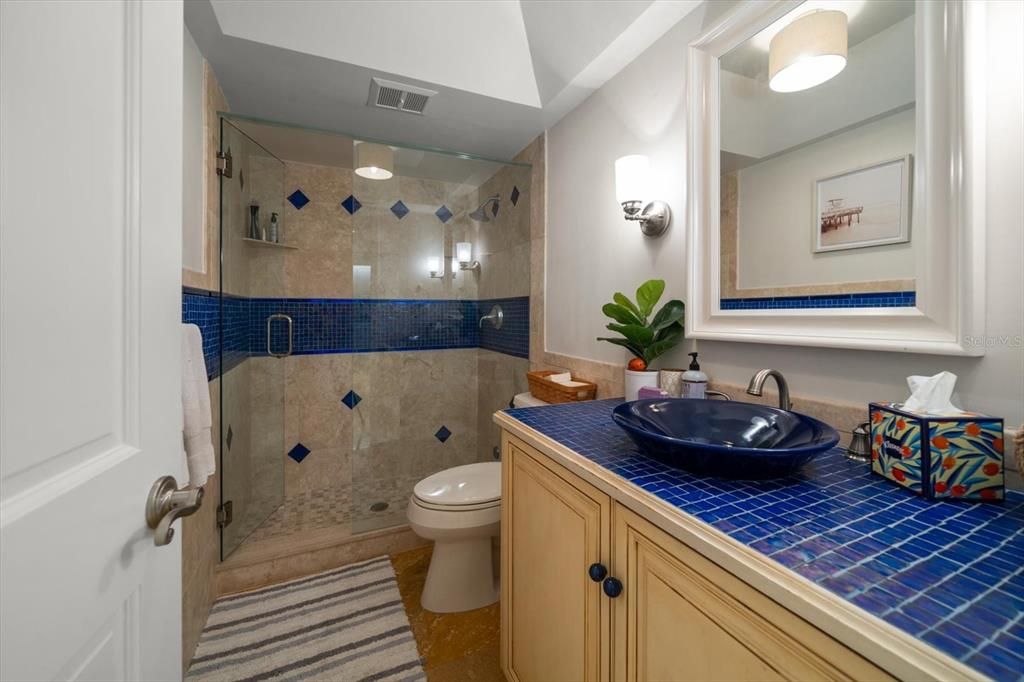 Bathroom, Glass Shower, Interior, Tile Countertops