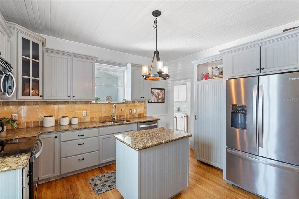 Interior, Kitchen, Pendant Lights, Stainless Steel Appliances, Wood Texture Flooring