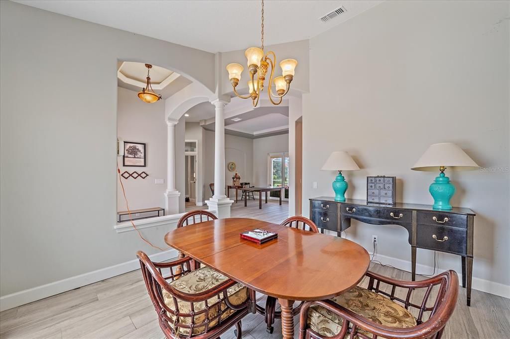 Chandelier, Dining room, Interior, Pendant Lights, Wood Texture Flooring
