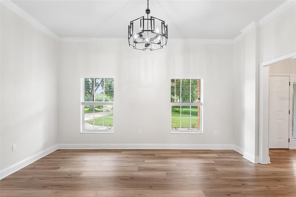 Empty room, Interior, Pendant Lights, Wood Texture Flooring