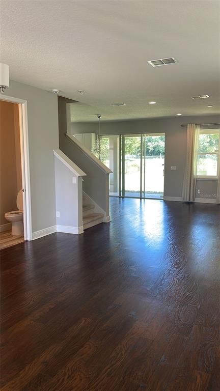 Bathroom, Empty room, Interior, Recessed Lighting, Wood Texture Flooring