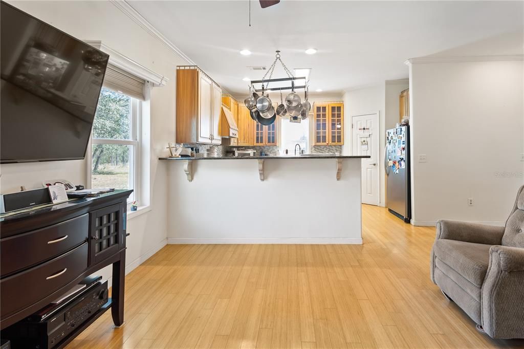 Chandelier, Interior, Recessed Lighting, Wood Texture Flooring