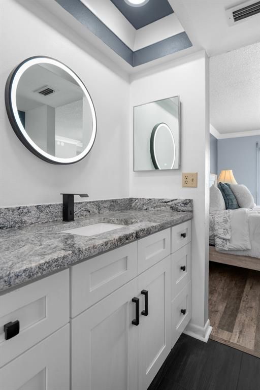 Bathroom, Bedroom, Dual Sink Vanities, Interior, Wood Texture Flooring