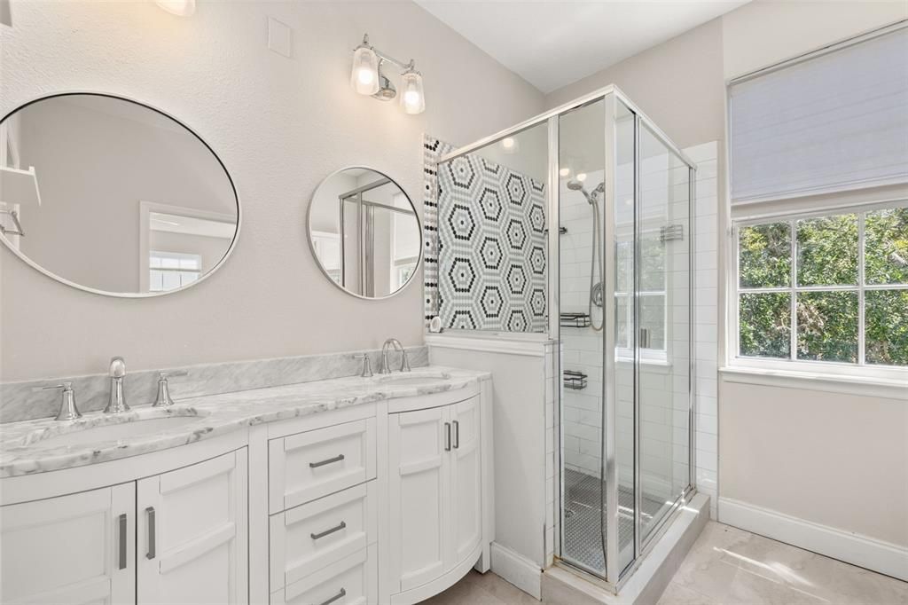 Bathroom, Dual Sink Vanities, Glass Shower, Interior
