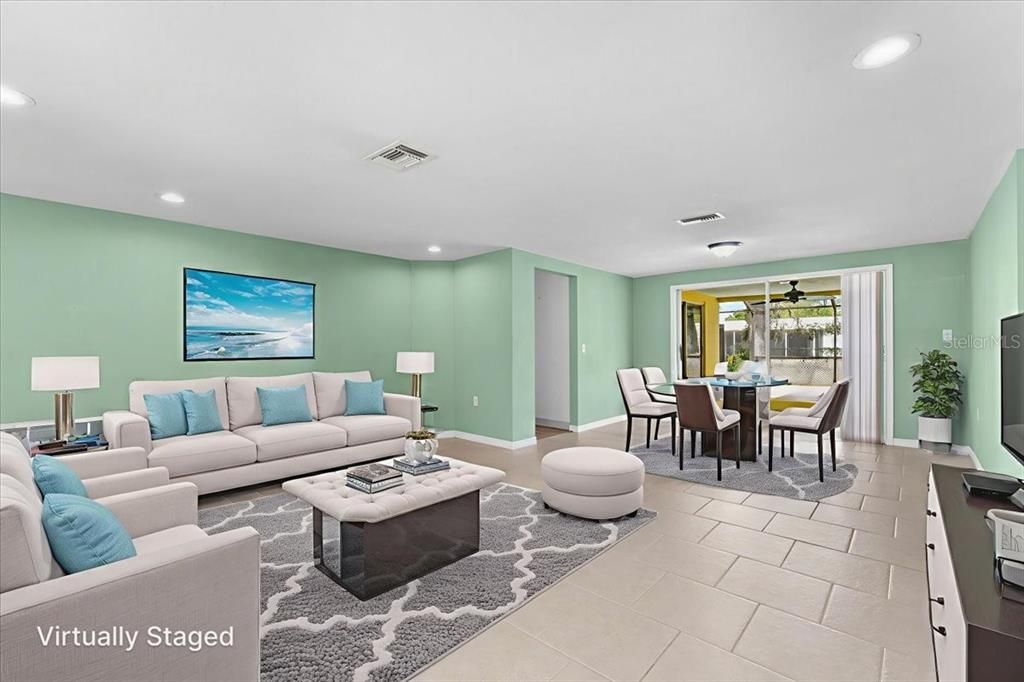 Dining room, Interior, Living room, Recessed Lighting