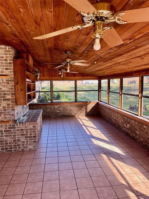 Empty room, Interior, Stone Walls, Sun Room, Wooden Ceilings