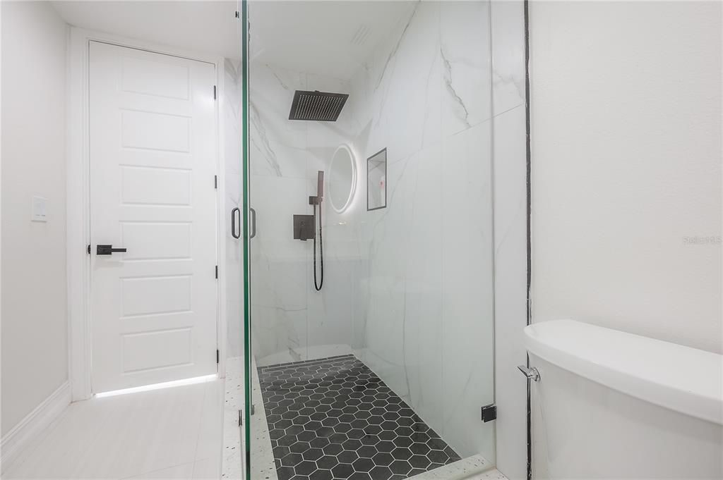 Bathroom, Glass Shower, Interior, Marble Walls