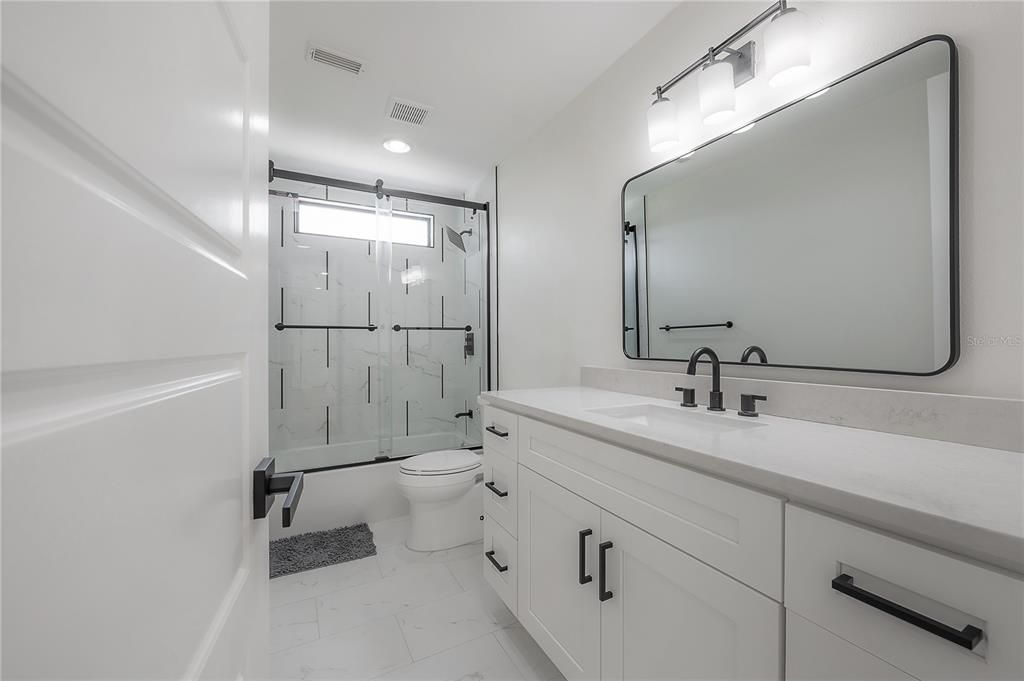 Bathroom, Glass Shower, Interior, Marble, Recessed Lighting