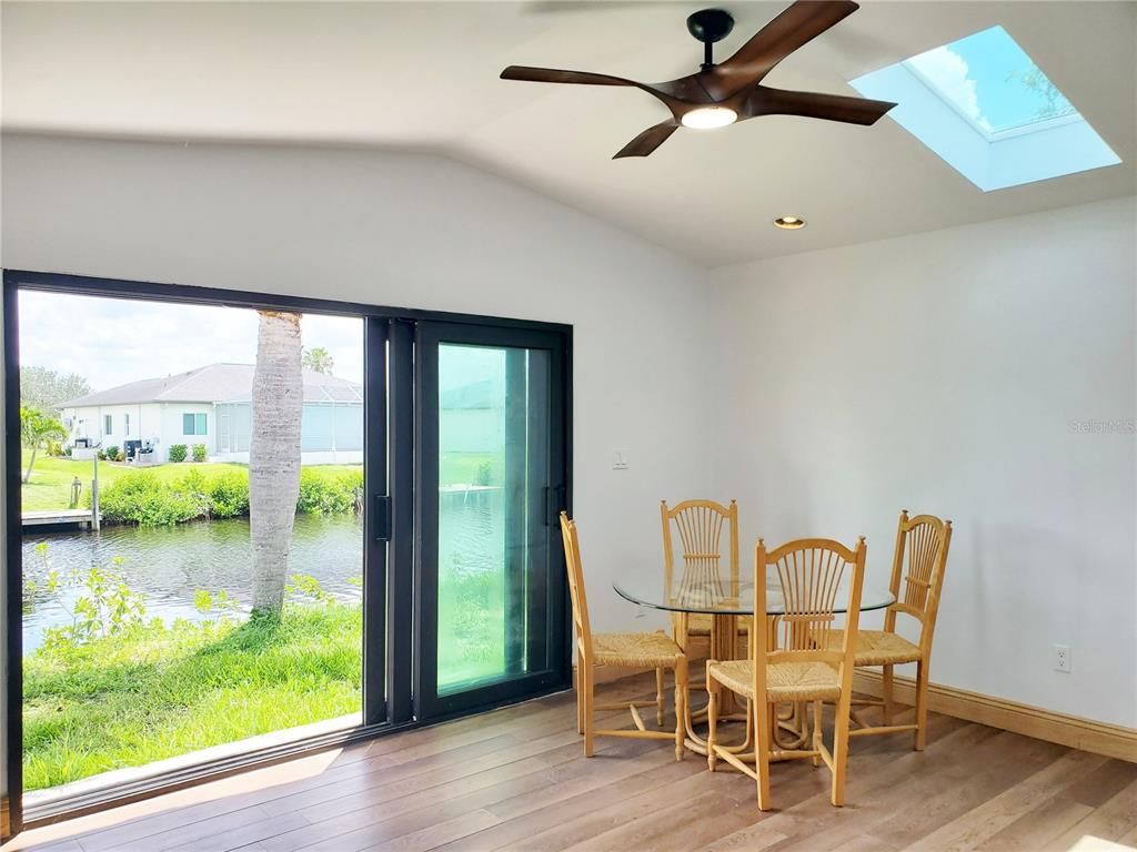 Dining room, Interior, Recessed Lighting, Water, Wood Texture Flooring