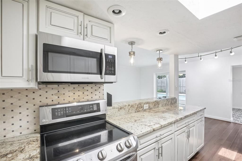 Interior, Kitchen, Pendant Lights, Wood Texture Flooring