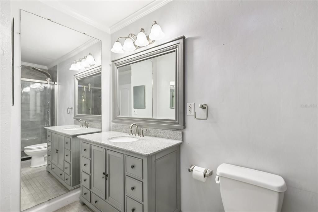 Bathroom, Dual Sink Vanities, Glass Shower, Interior