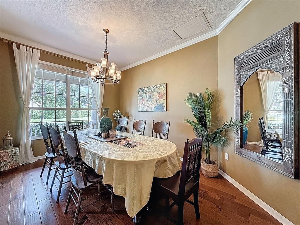 Chandelier, Dining room, Interior, Wood Texture Flooring