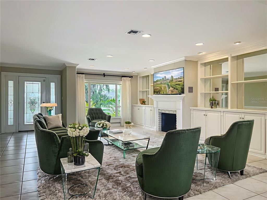 Fireplace, Interior, Living room, Recessed Lighting