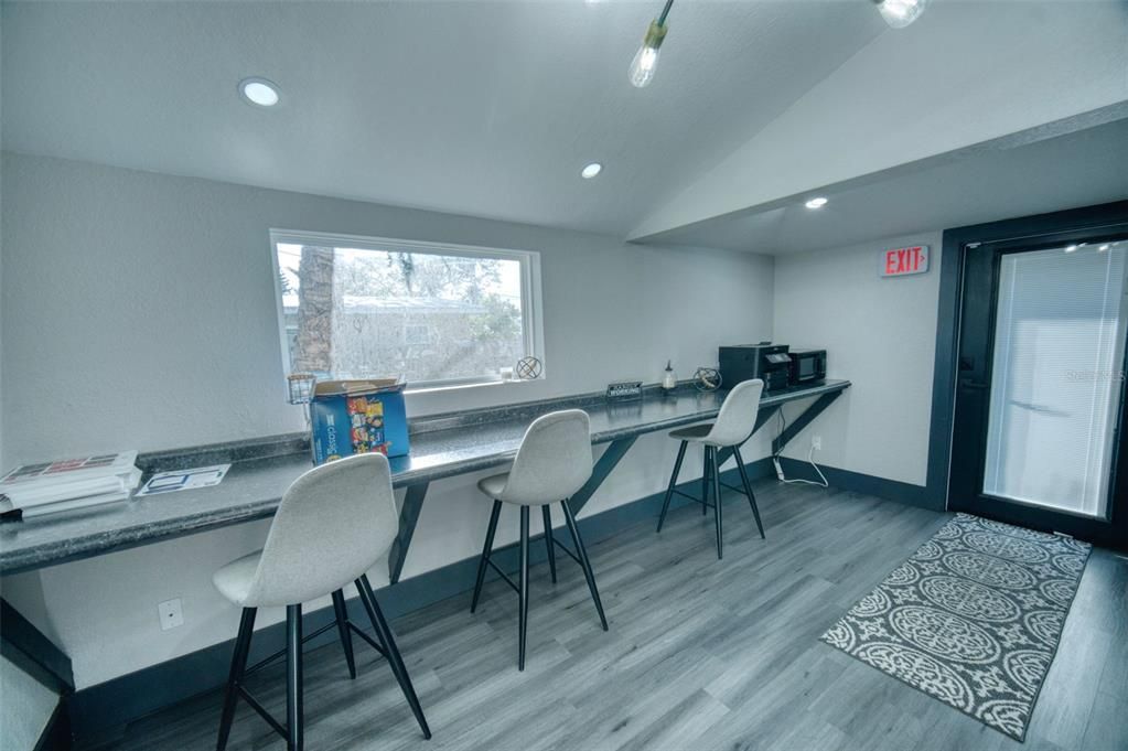 Home Office, Interior, Recessed Lighting, Wood Texture Flooring