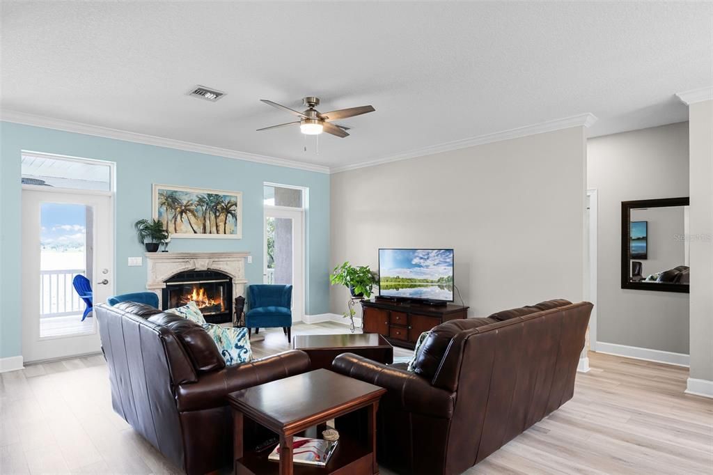 Fireplace, Interior, Living room, Wood Texture Flooring
