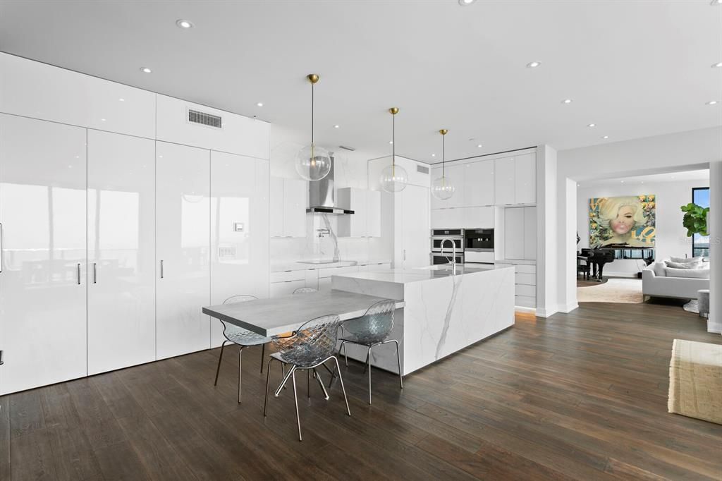 Interior, Kitchen, Living room, Pendant Lights, Recessed Lighting, Stainless Steel Appliances, Wood Texture Flooring