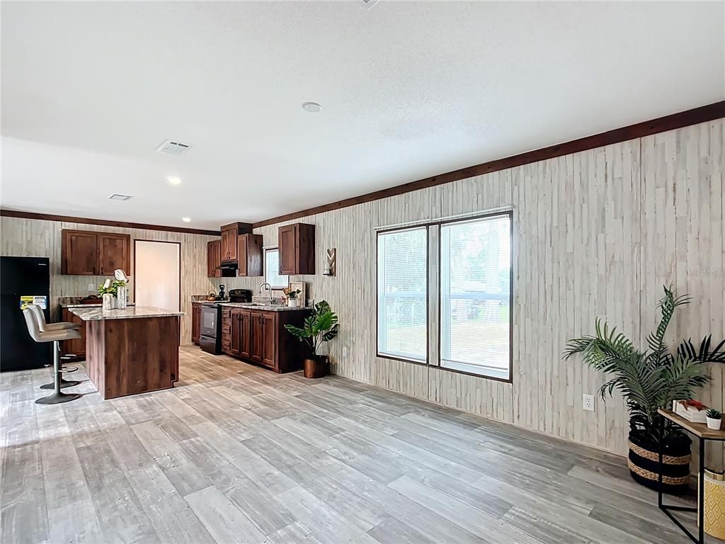 Interior, Kitchen, Recessed Lighting, Wood Texture Flooring