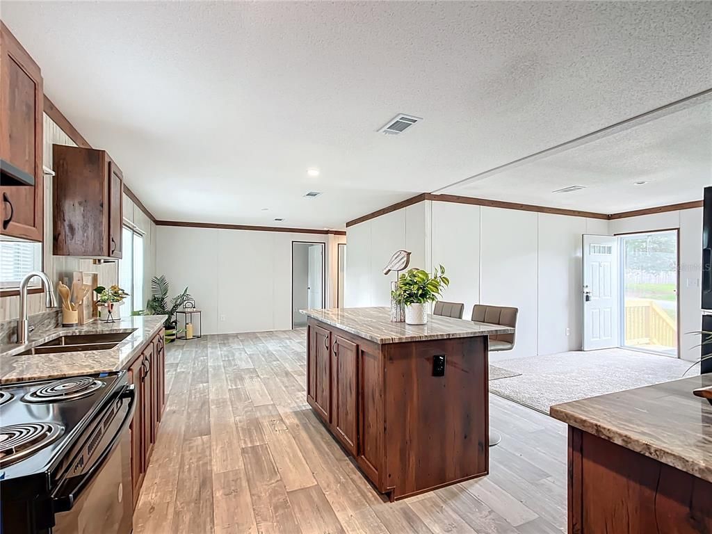 Interior, Kitchen, Recessed Lighting, Wood Texture Flooring
