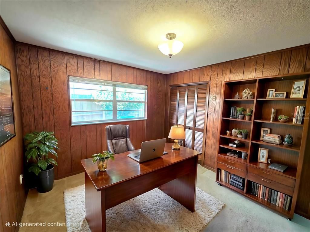 Home Office, Interior, Wooden Walls