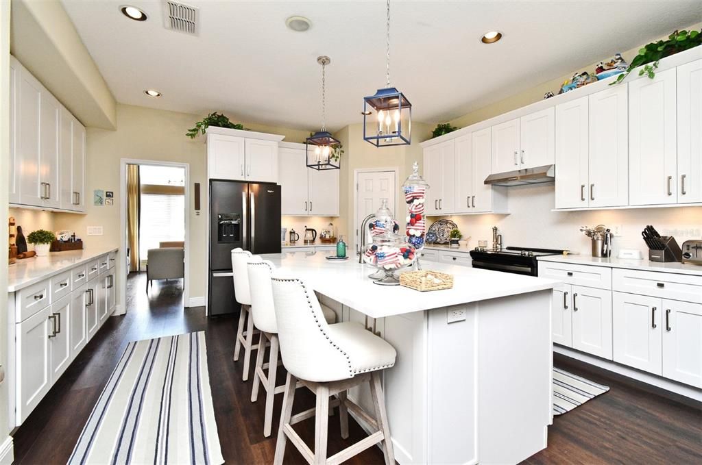Interior, Kitchen, Pendant Lights, Recessed Lighting, Wood Texture Flooring