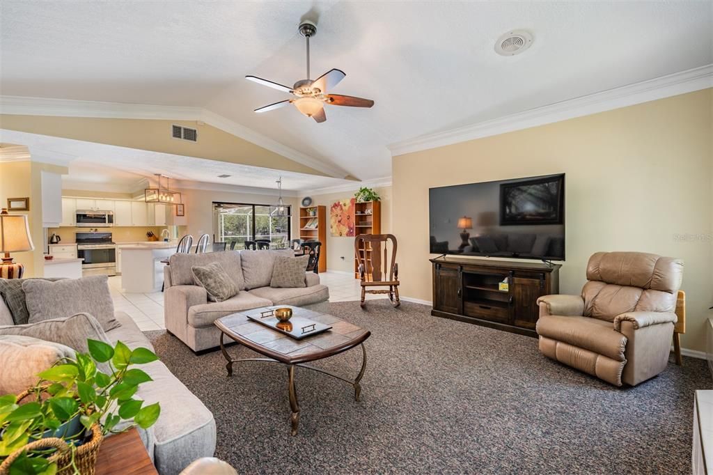 Dining room, Interior, Kitchen, Living room, Pendant Lights, Stainless Steel Appliances