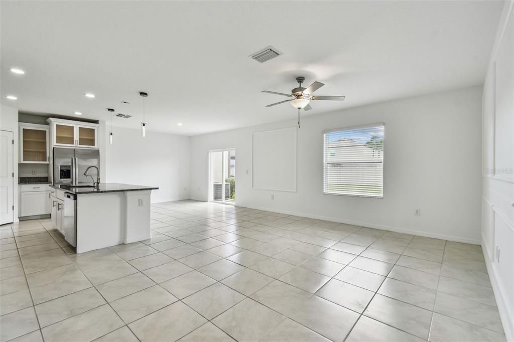 Empty room, Interior, Kitchen, Pendant Lights, Recessed Lighting