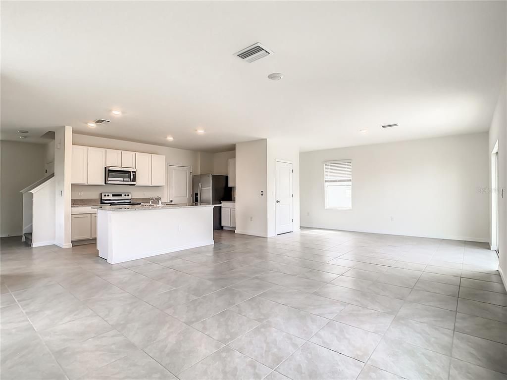 Empty room, Interior, Kitchen, Recessed Lighting, Stainless Steel Appliances