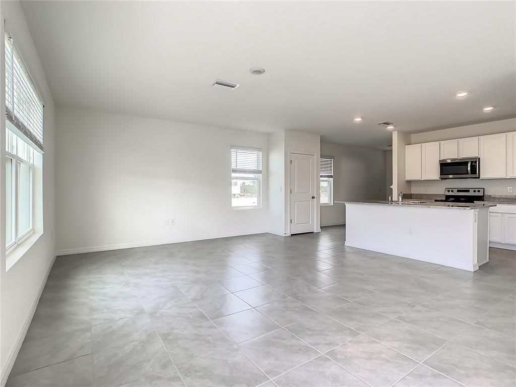 Empty room, Interior, Kitchen, Recessed Lighting, Stainless Steel Appliances