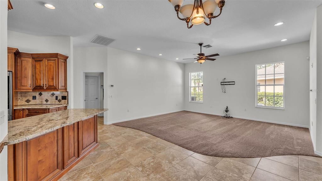 Chandelier, Empty room, Interior, Kitchen, Recessed Lighting