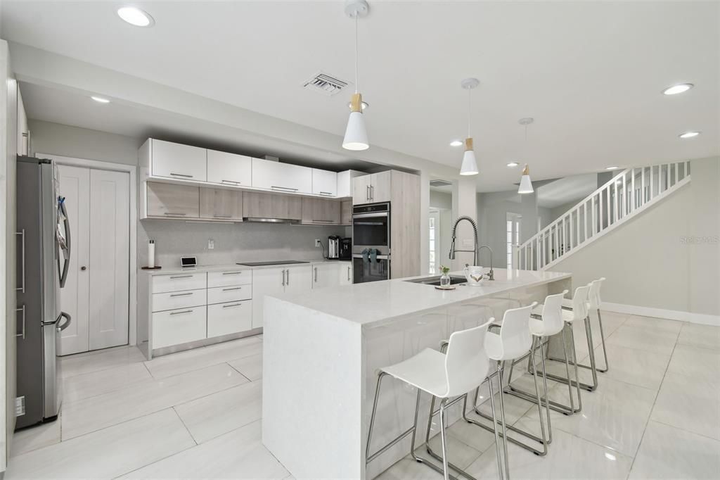 Interior, Kitchen, Pendant Lights, Recessed Lighting, Stainless Steel Appliances