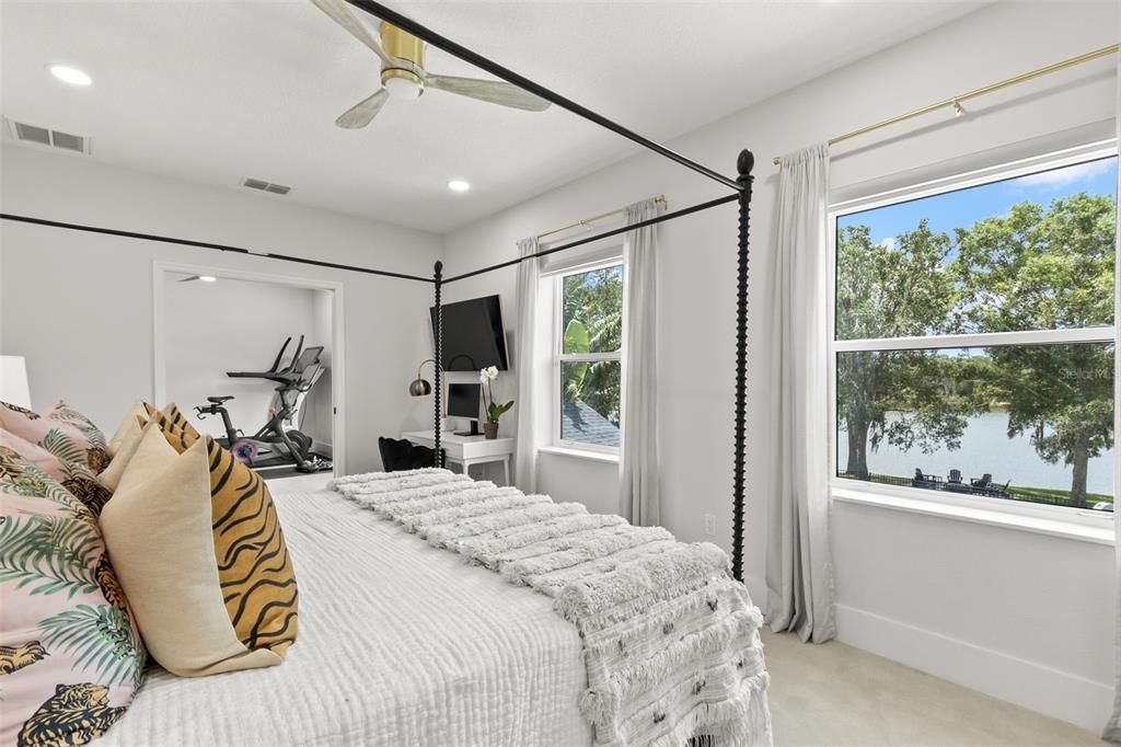 Bedroom, Fitness Equipment, Interior, Recessed Lighting, Water