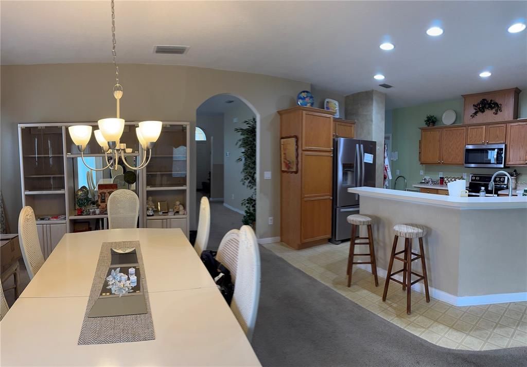 Dining room, Interior, Kitchen, Pendant Lights, Recessed Lighting, Stainless Steel Appliances