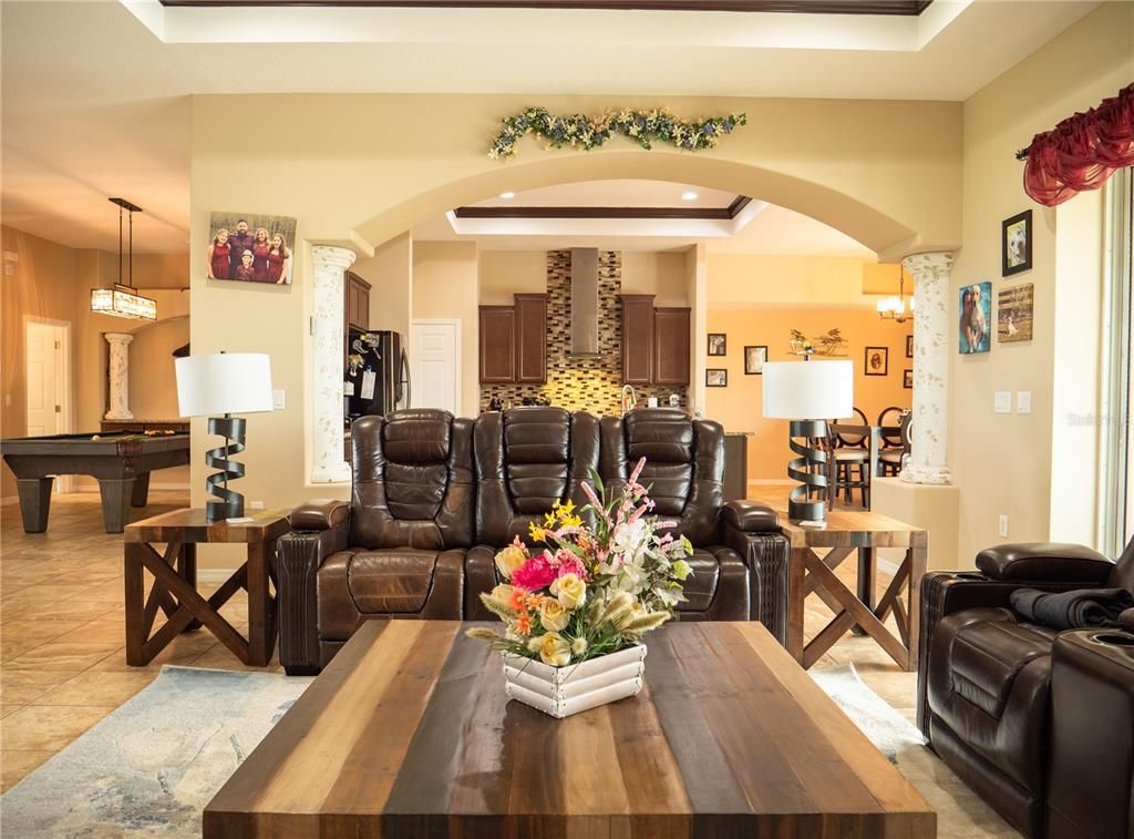 Billiard Table, Game Room, Interior, Living room, Pendant Lights, Recessed Lighting