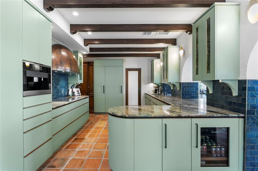 Interior, Kitchen, Recessed Lighting, Wooden Beams