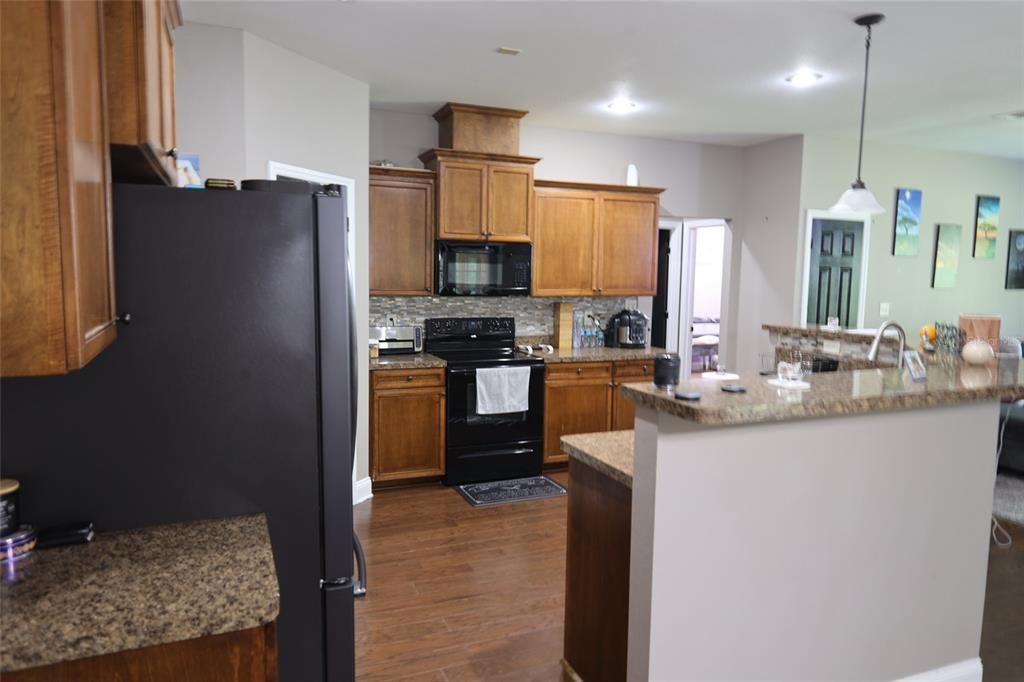 Interior, Kitchen, Pendant Lights, Recessed Lighting, Wood Texture Flooring