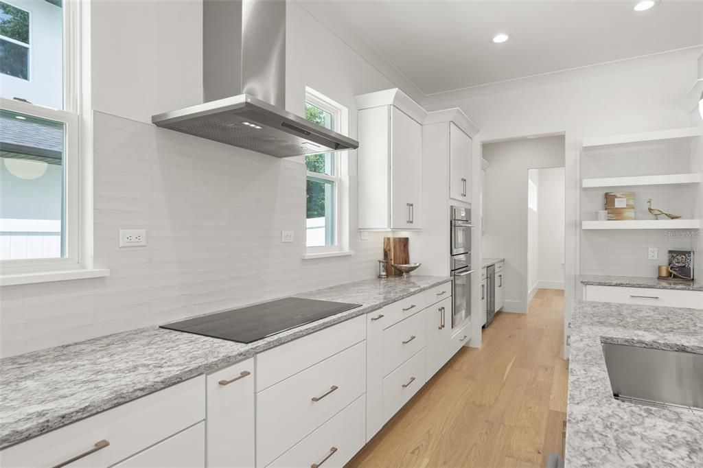 Interior, Kitchen, Recessed Lighting, Wood Texture Flooring